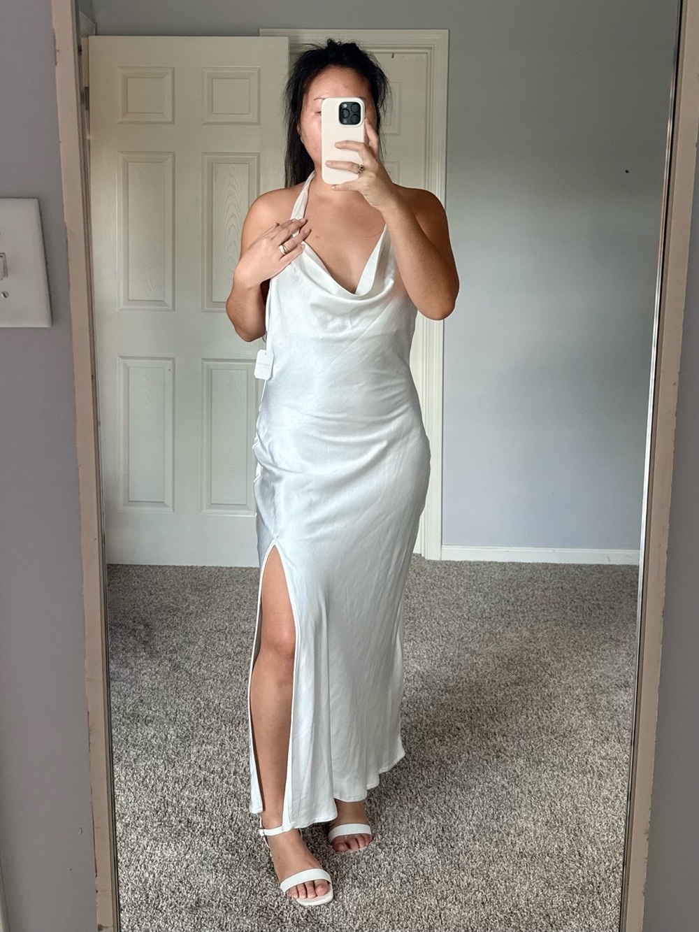 🤍 Altar’d State White Satin Halter Slip Dress 🤍
